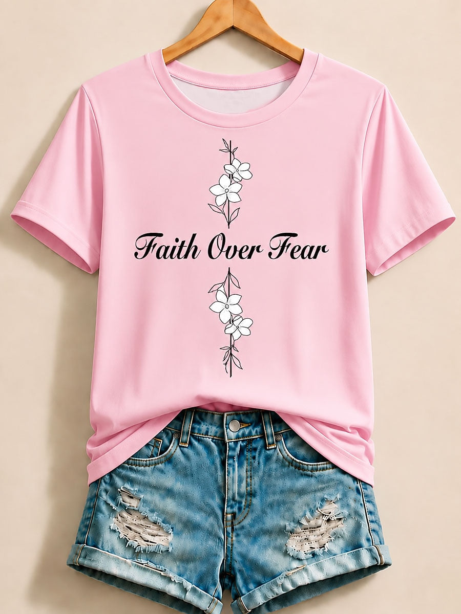 Purple Floral Graphic Tee in Blue