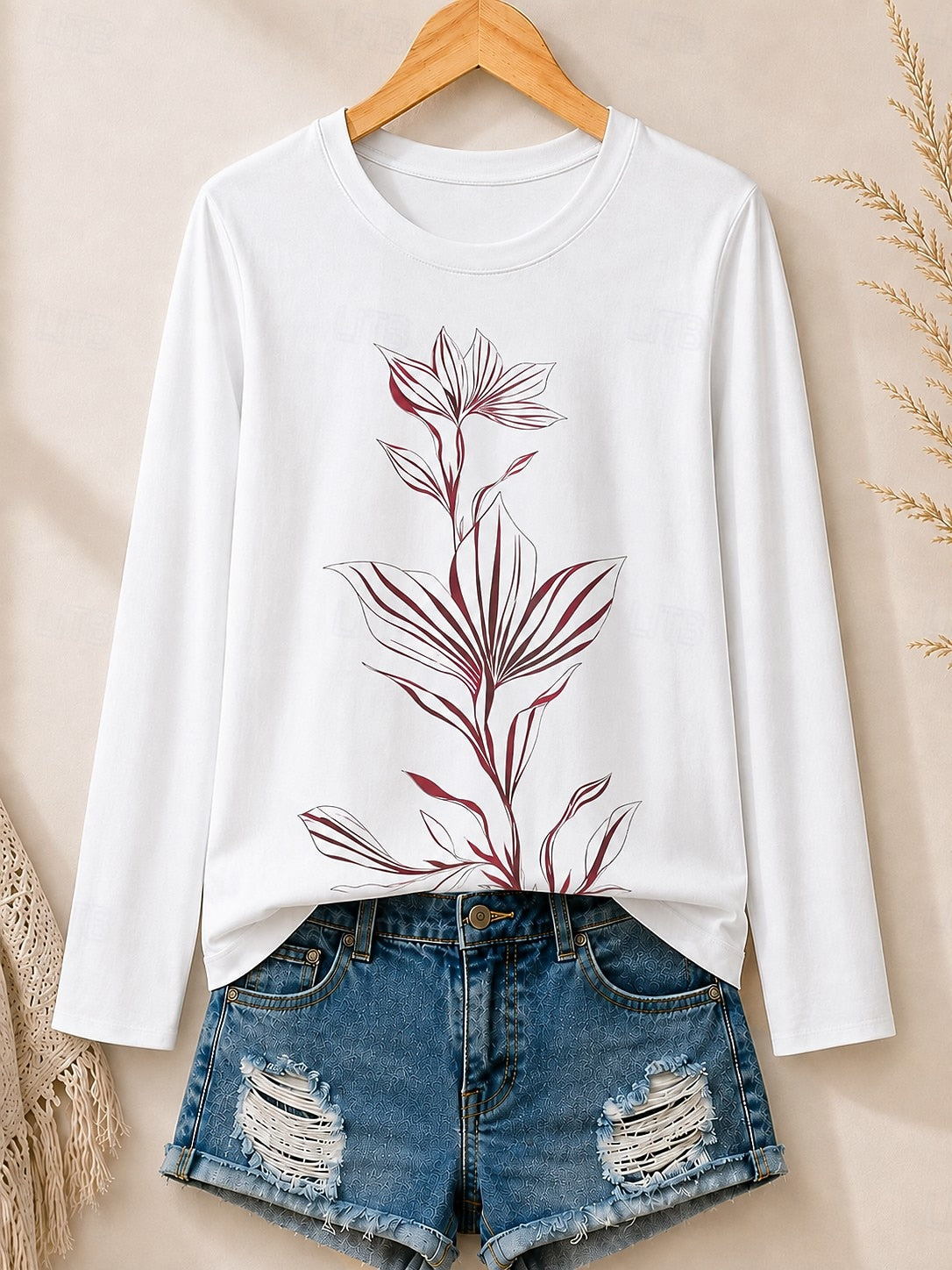 Botanical Leaf Line Art women's t-shirts - product image 1