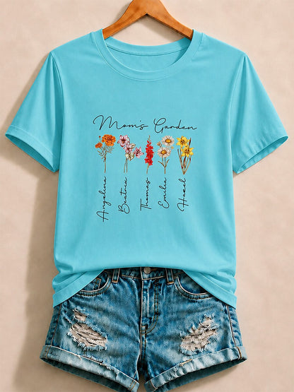 Mom's Garden Birth Flowers - Life Stories Cotton Tee