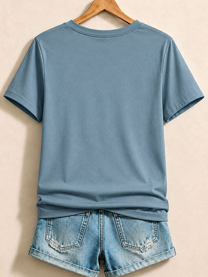 Blue Floral Letter Tee in Blue