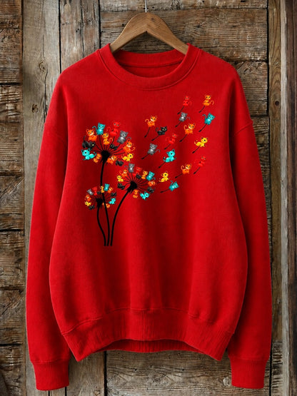 Cats Wishes In The Wind - Nature Story Cotton Blend Sweatshirt