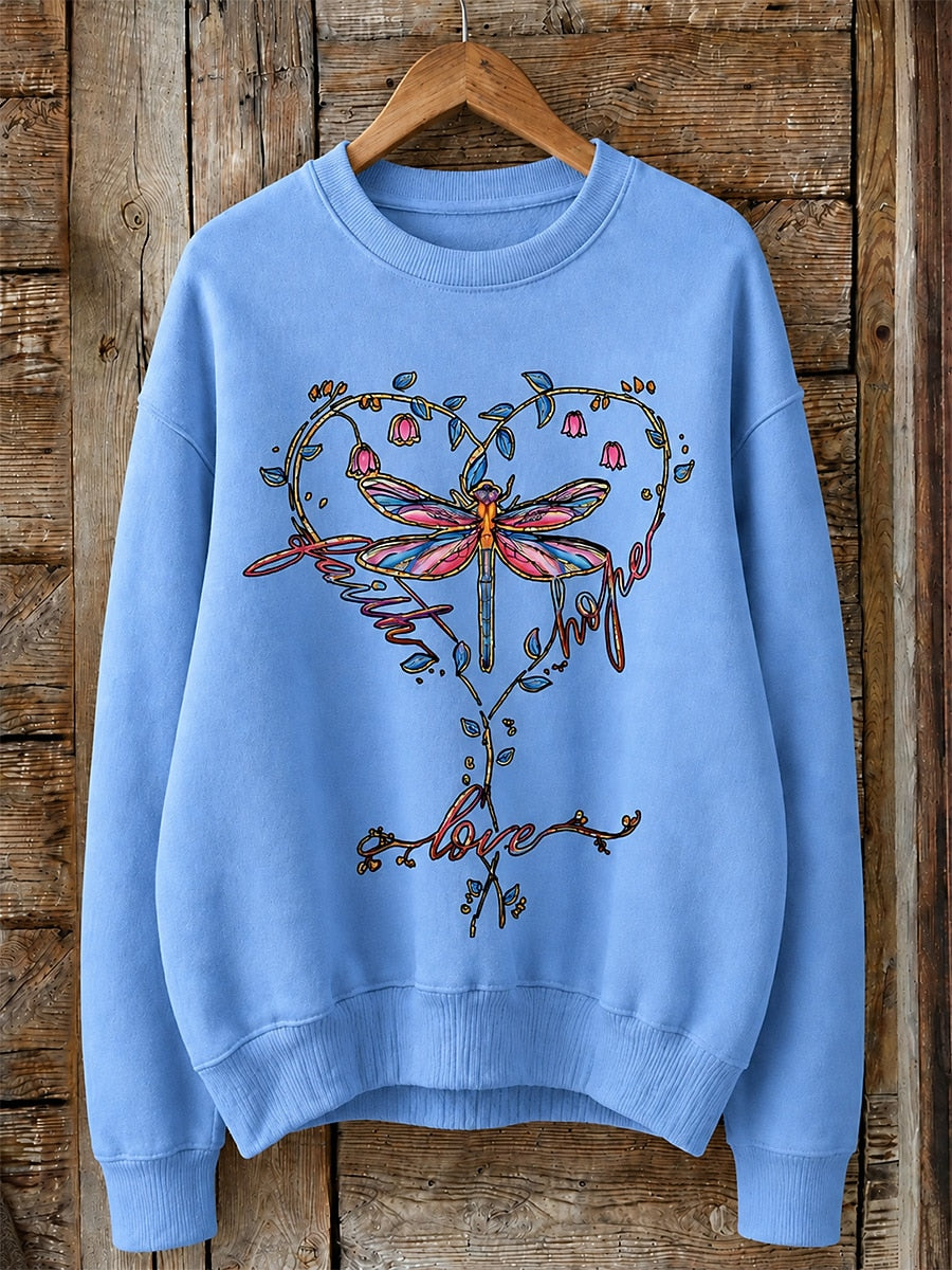 Dragonfly Love Heart - Life Stories Cotton Blend Sweatshirt