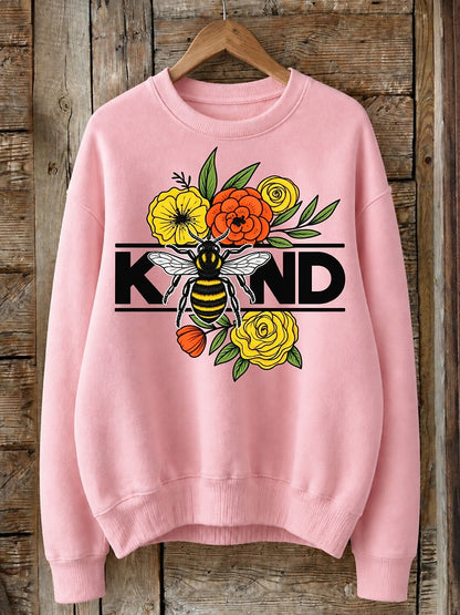 Bee Kind With Flowers - Life Stories Cotton Blend Sweatshirt