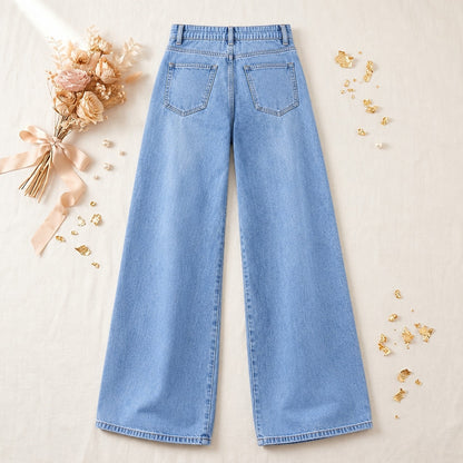 Floral Side Panel Wide Leg Jeans - Flora Women's Jeans