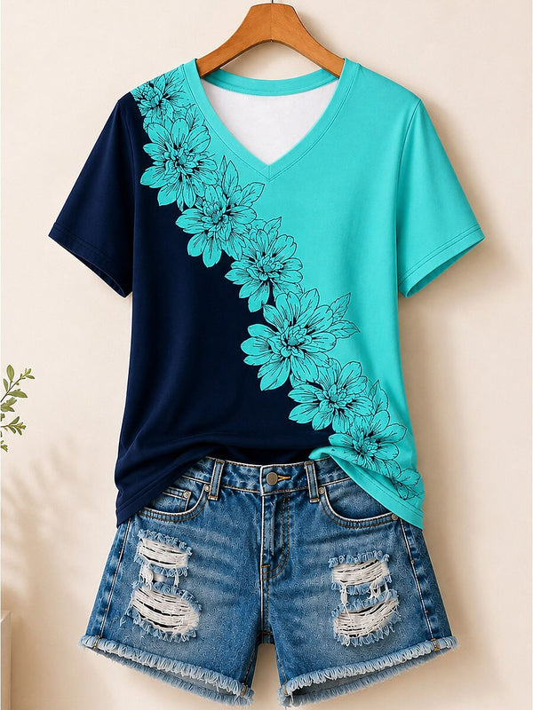 Diagonal Chrysanthemum Garden - Flora Cotton Tee