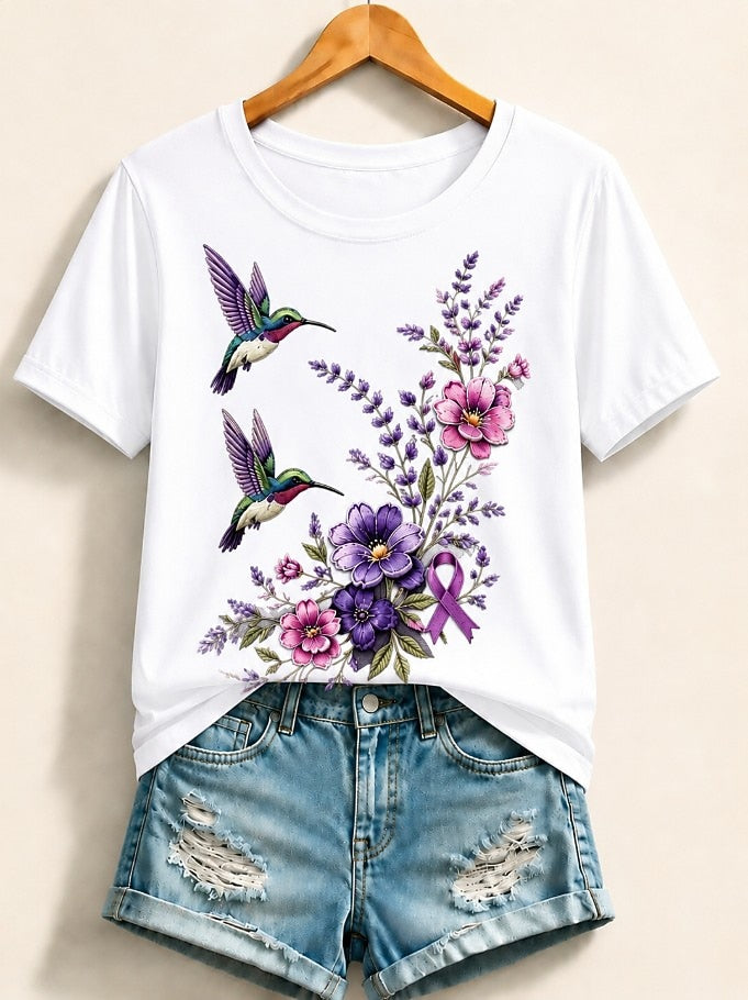 White Botanical Cotton Tee in White