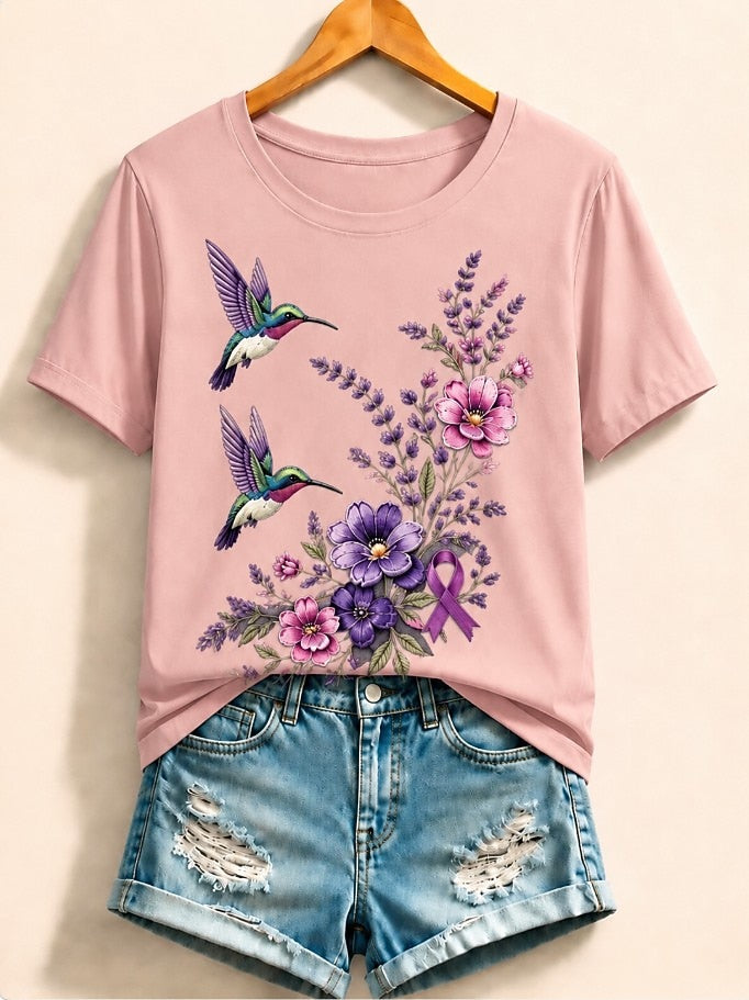 White Botanical Cotton Tee in White