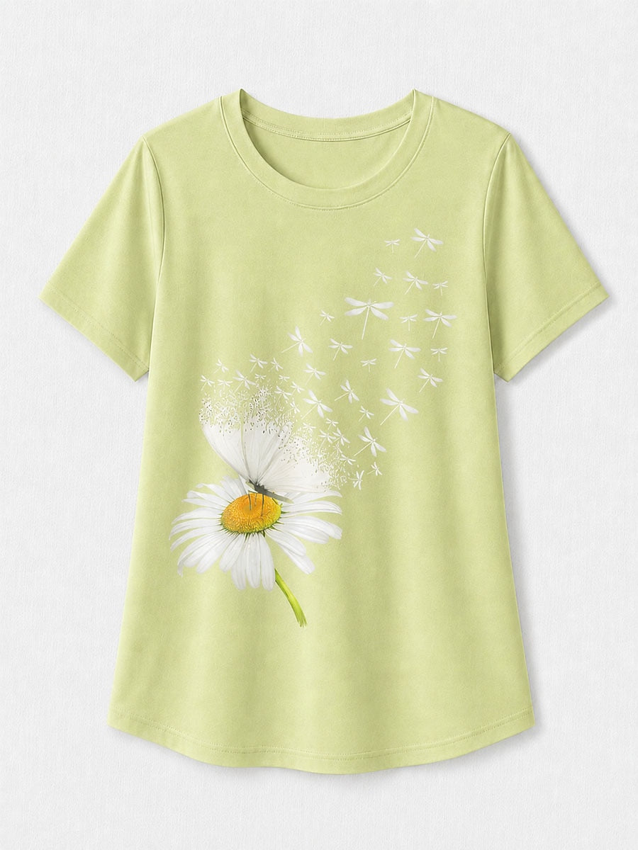 Green Botanical Long Tee in Light Green