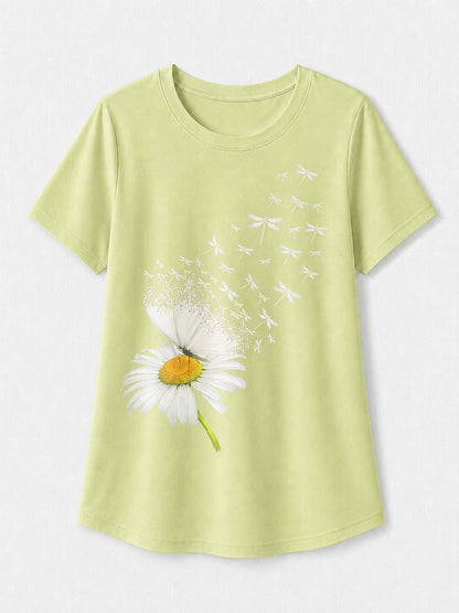 Green Botanical Long Tee in Light Green