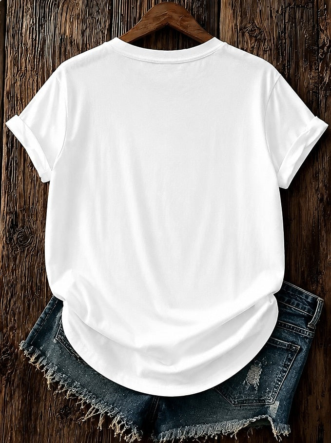 Pink Cat Cotton Tee in White