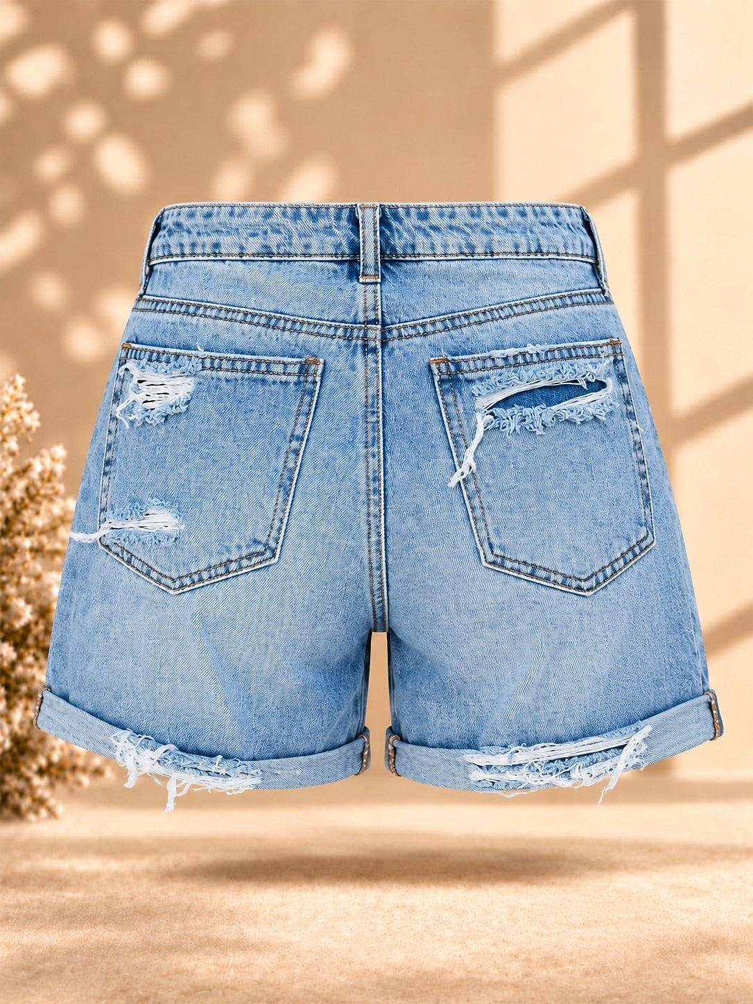 Distressed High Waist Casual Shorts women's shorts - product image 2