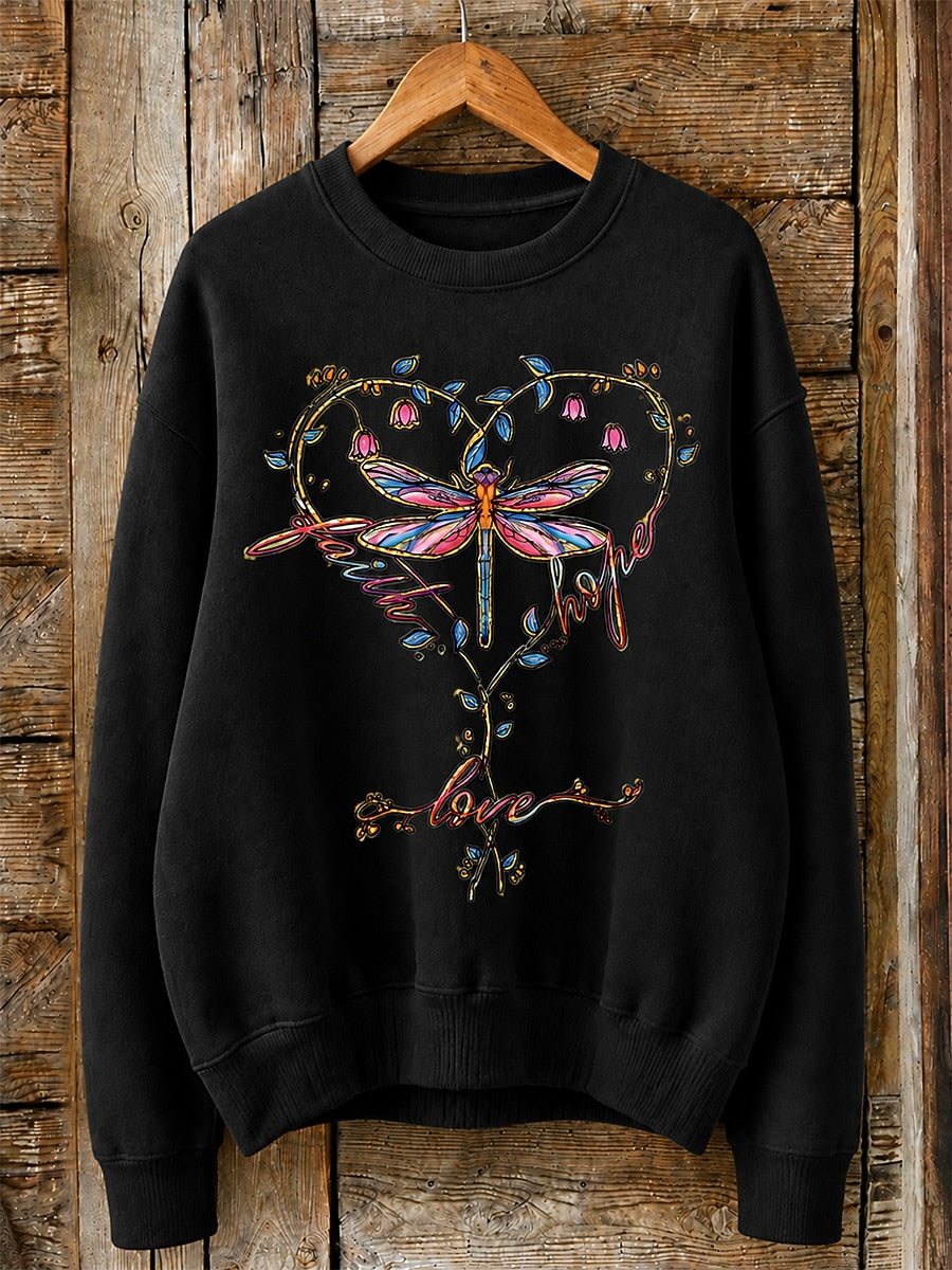 Dragonfly Love Heart - Life Stories Cotton Blend Sweatshirt