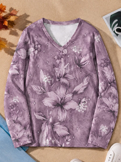 Large Botanical Blossoms - Flora Cotton Long Sleeve Tee