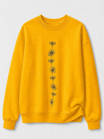 Blue White Floral Sweatshirt in Blue