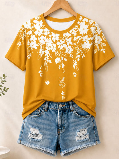 Daisy Branch Pattern - Flora Cotton Tee