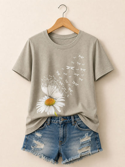 Green Botanical Long Tee in Light Green