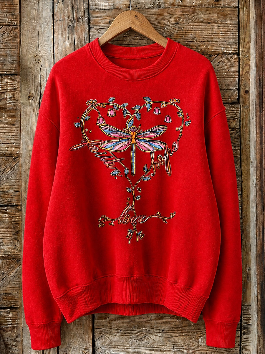 Dragonfly Love Heart - Life Stories Cotton Blend Sweatshirt