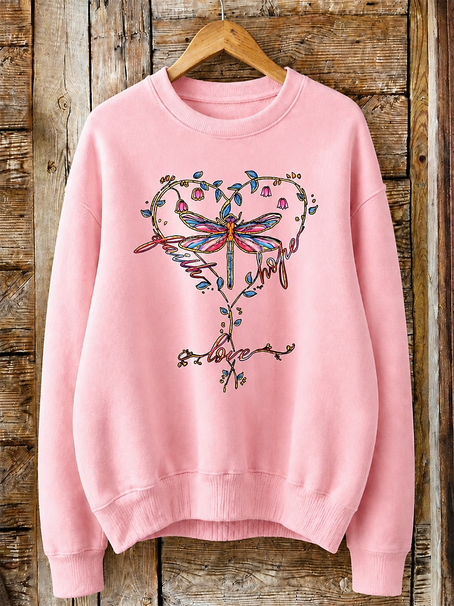 Dragonfly Love Heart - Life Stories Cotton Blend Sweatshirt