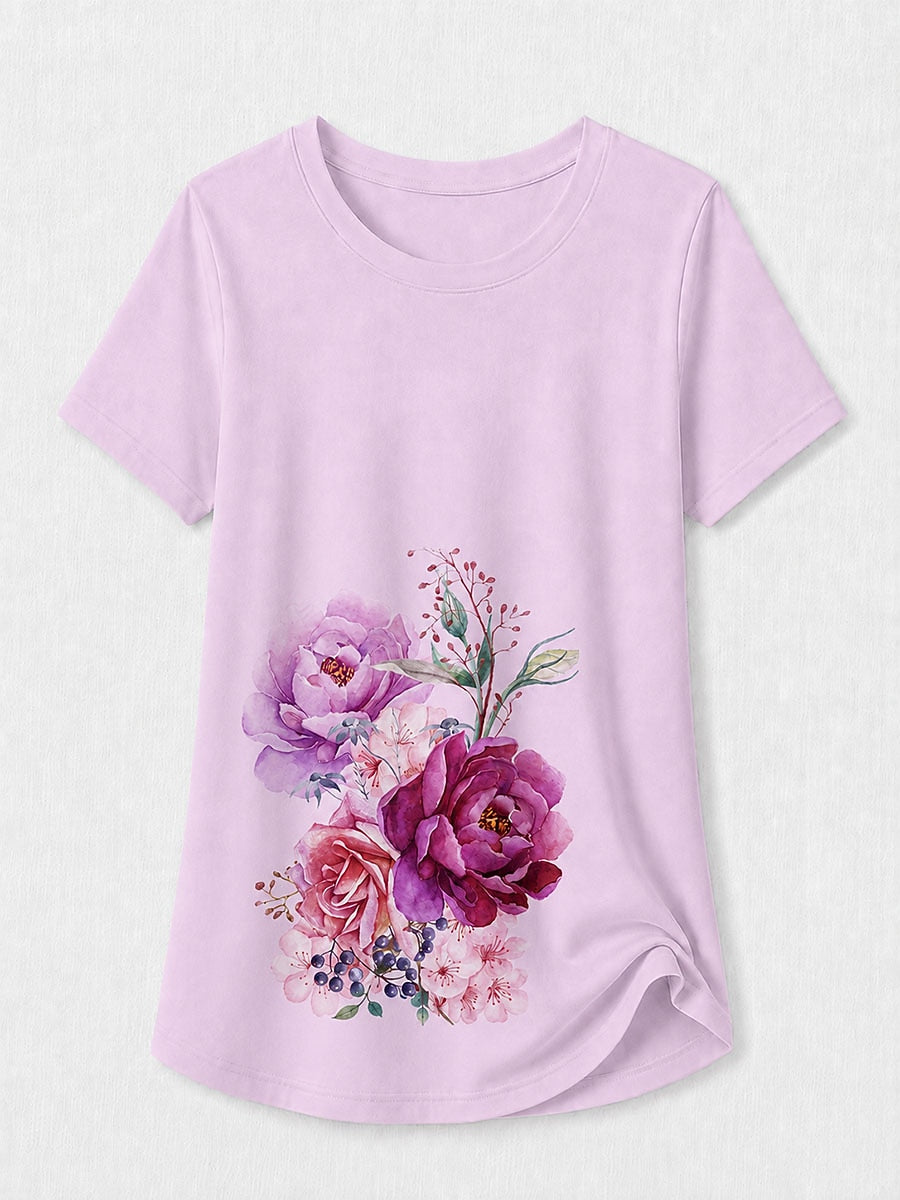 Pink Botanical Long Tee in Pink