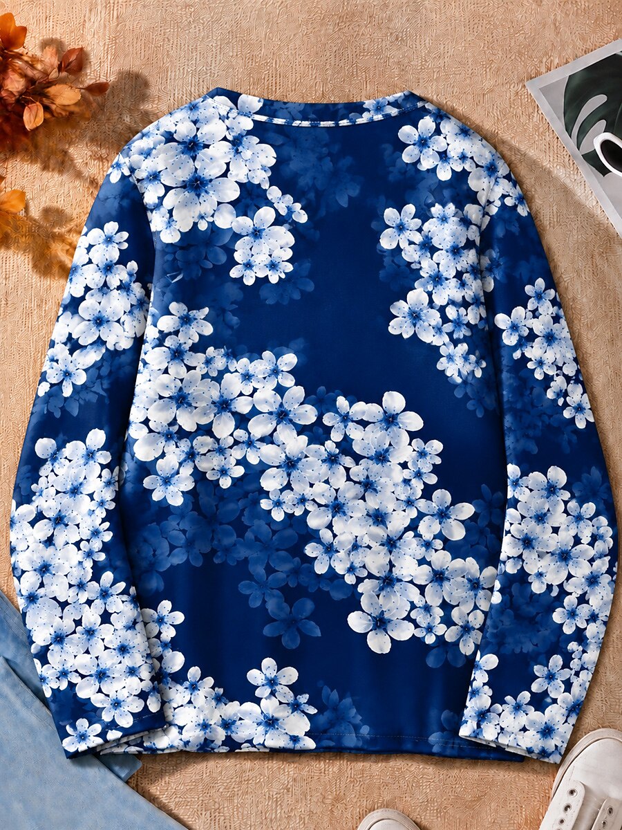 Blossoms Across The Chest - Flora Cotton Long Sleeve Tee