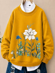 Wildflowers With Botanical Stems - Life Stories Cotton Blend Sweaters