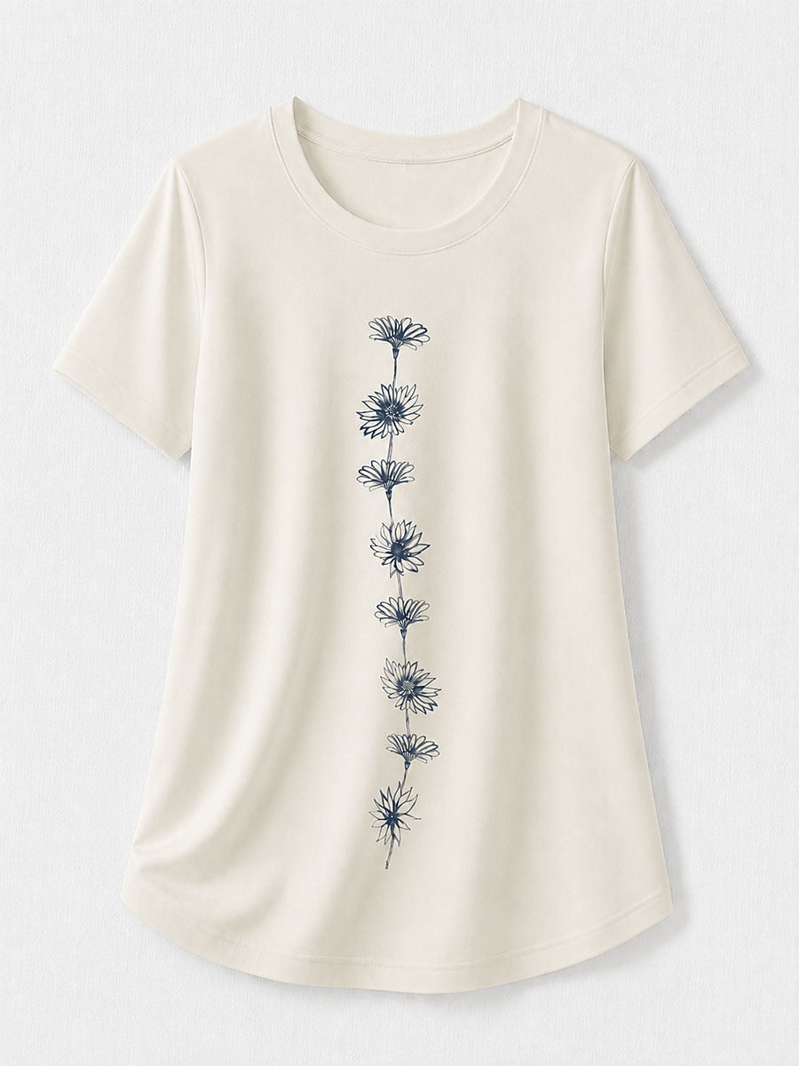 Pearl Botanical Summer Tee in Pearl