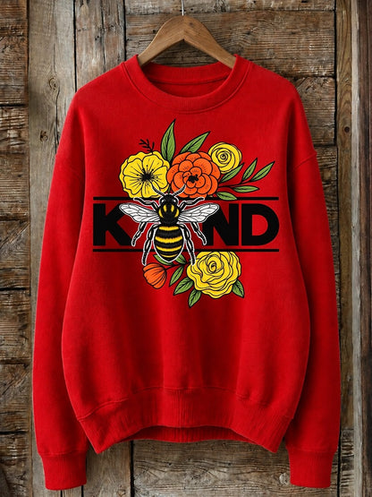 Bee Kind With Flowers - Life Stories Cotton Blend Sweatshirt