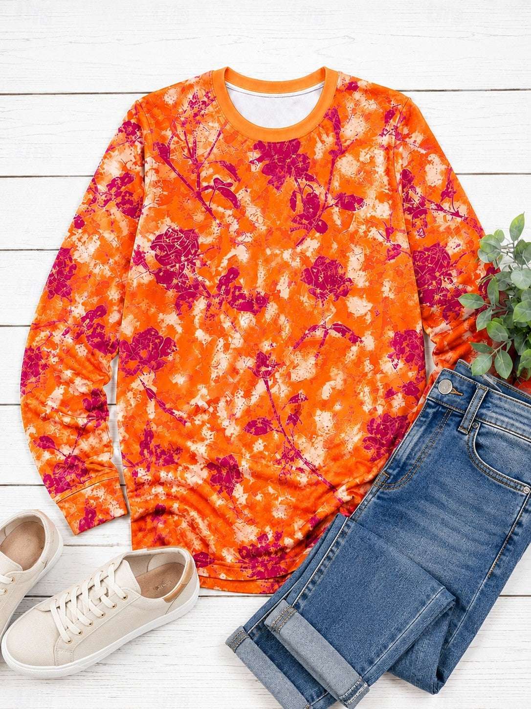 Distressed Floral Blossoms - Flora Cotton Long Sleeve Tee