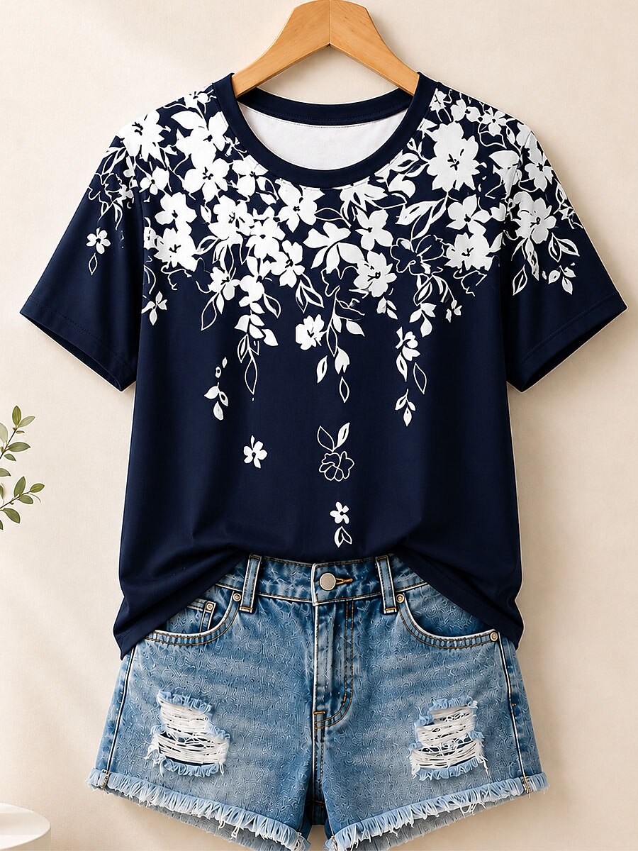 Daisy Branch Pattern - Flora Cotton Tee