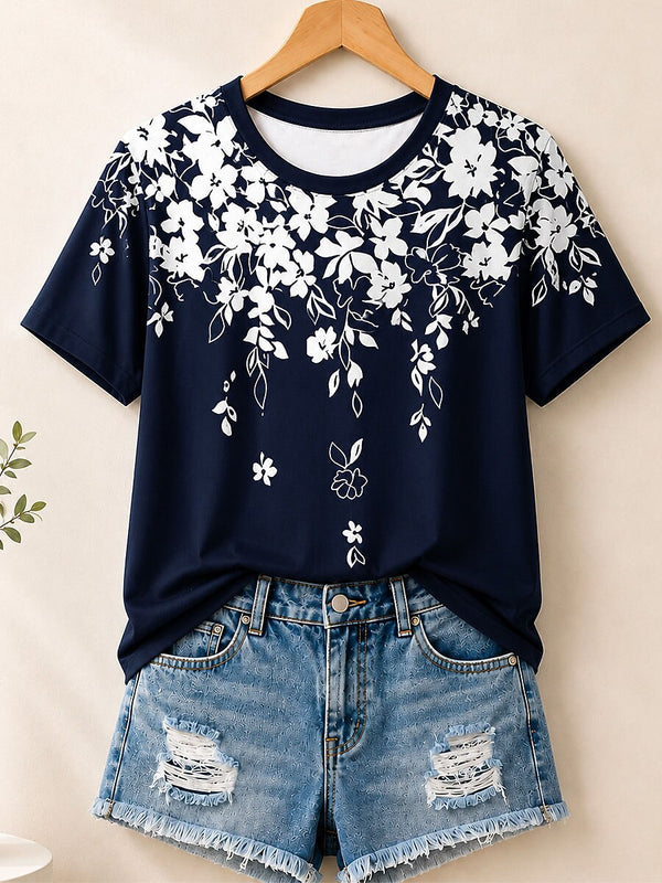 Daisy Branch Pattern - Flora Cotton Tee