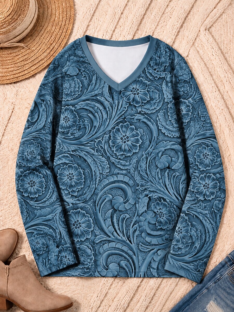 Botanical Scrollwork - Flora Cotton Long Sleeve Tee