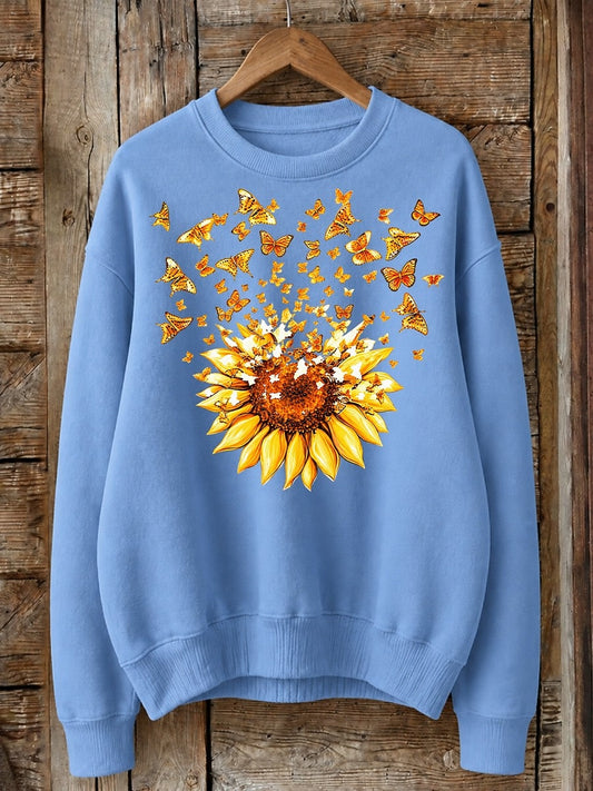 Sunflower And Butterflies - Life Stories Cotton Blend Sweatshirt