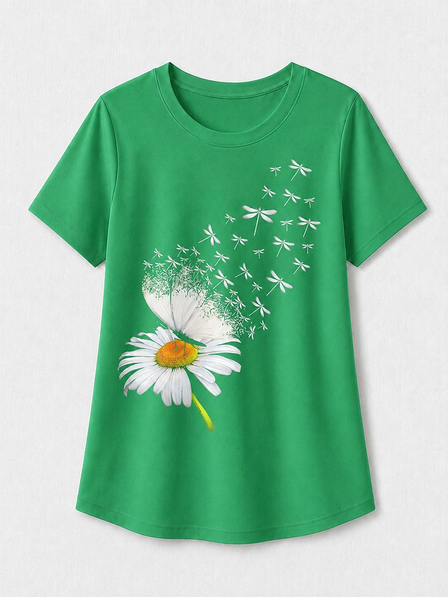Green Botanical Long Tee in Light Green