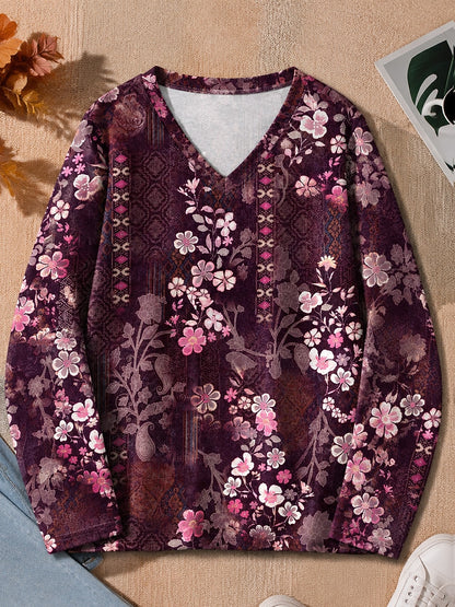 Delicate Floral Blossoms - Flora Cotton Long Sleeve Tee