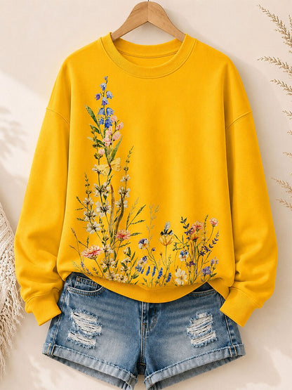 Wildflower Meadow With Bees - Life Stories Cotton Blend Sweatshirt
