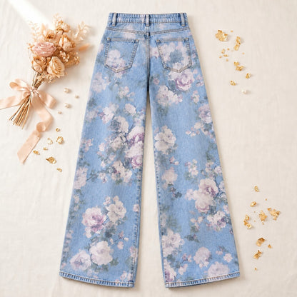 Floral Bouquet Wide Leg Jeans - Flora Women's Jeans