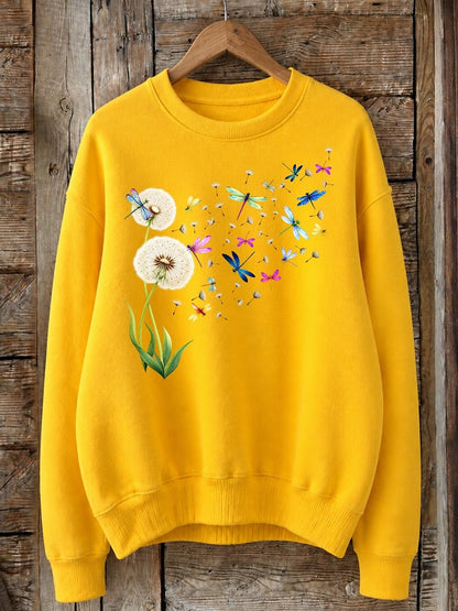 Dandelions And Dragonflies In The Wind - Life Stories Cotton Blend Sweatshirt