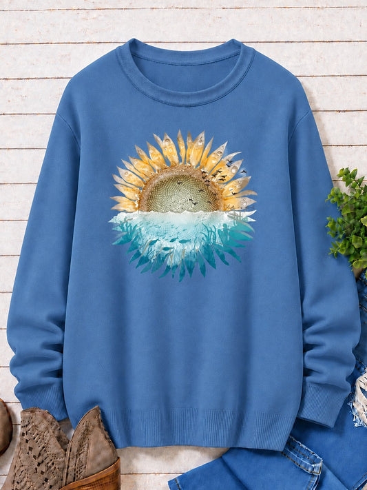 Sun Over Ocean With Botanical Leaves women's sweatshirts - product image 1
