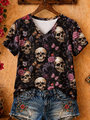 Skulls Among Roses - Life Stories Cotton Tee