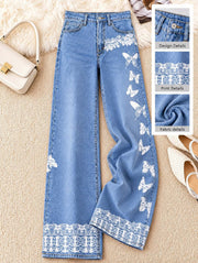 Botanical Hem Detail Wide Leg Jeans - Flora Women's Jeans