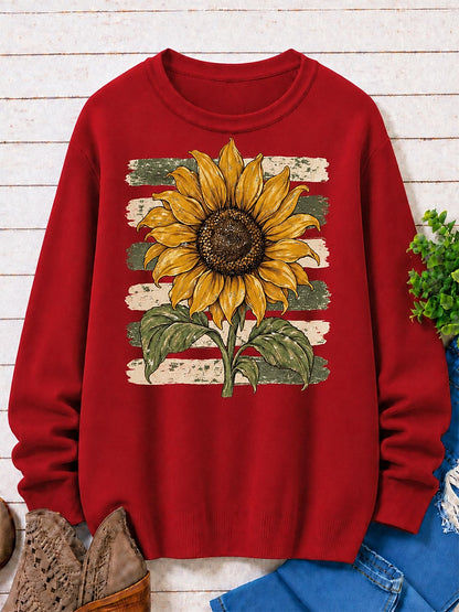 Sunflower Against Rustic Stripes women's sweatshirts - product image 2