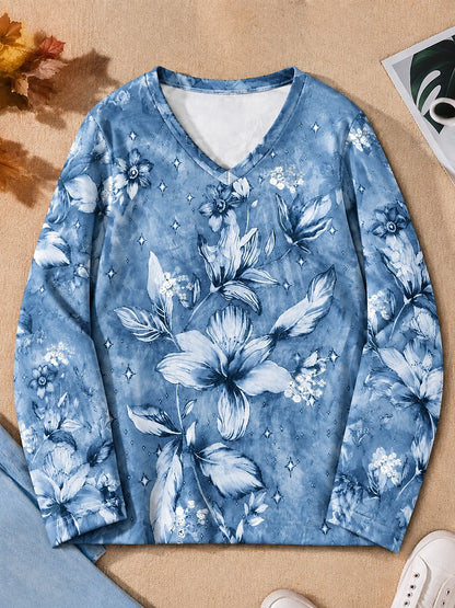 Large Botanical Blossoms - Flora Cotton Long Sleeve Tee