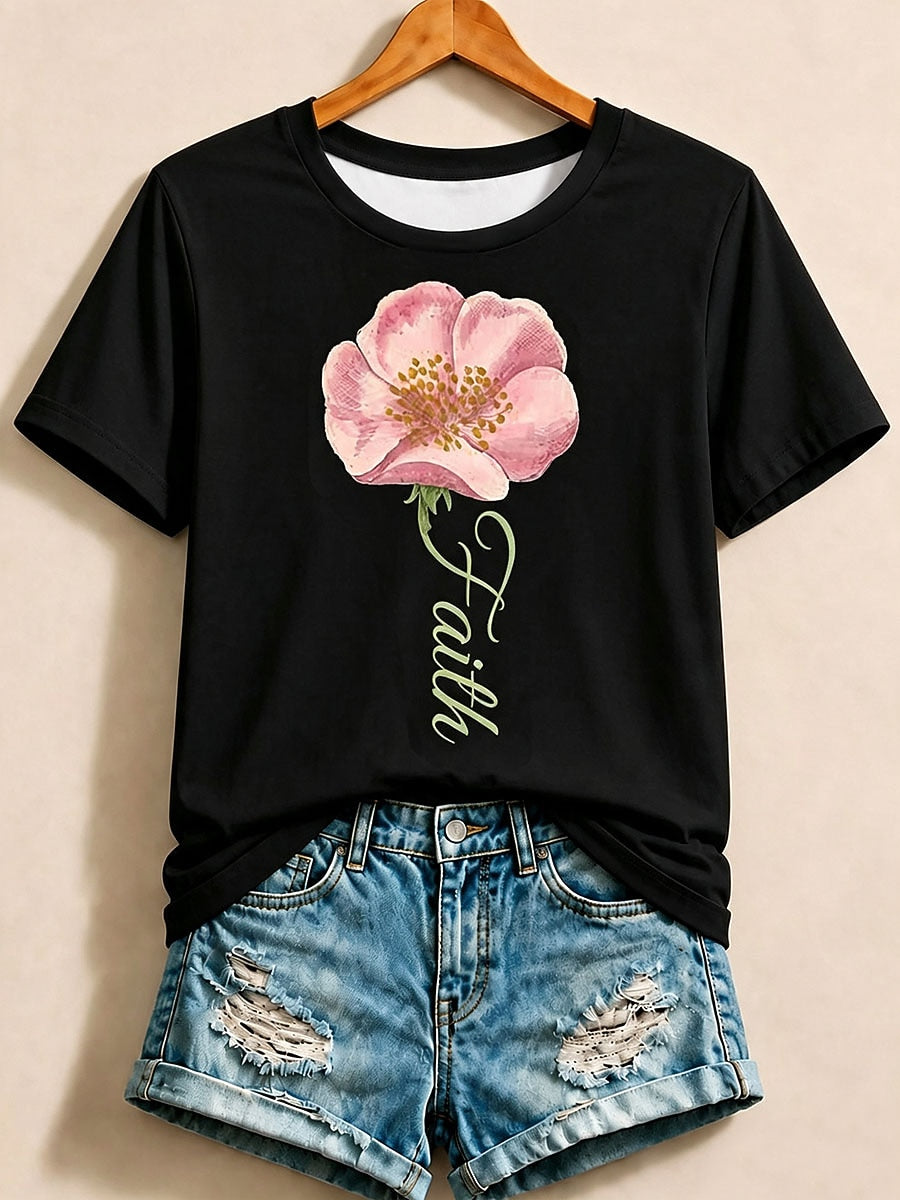 Rose Faith Blessing - Christian Inspirational Cotton Tee