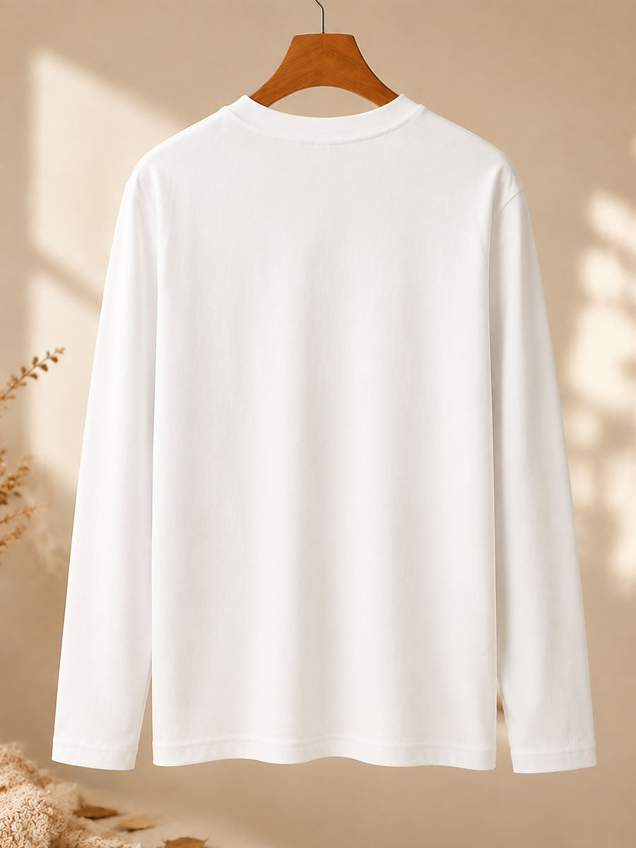Whimsical Cat With Flowers - Nature Story Cotton Long Sleeve Tee
