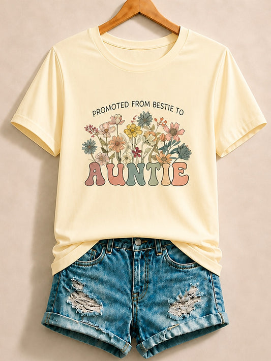 Promoted From Bestie To Auntie With Wildflowers - Life Stories Cotton Tee