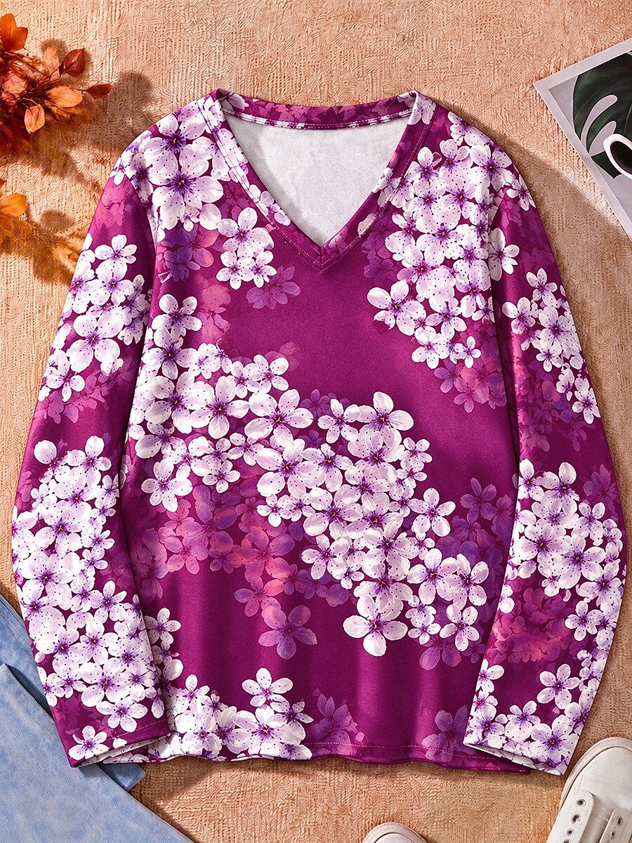 Blossoms Across The Chest - Flora Cotton Long Sleeve Tee