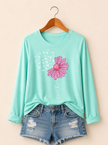 Long Floral Tee in Blue