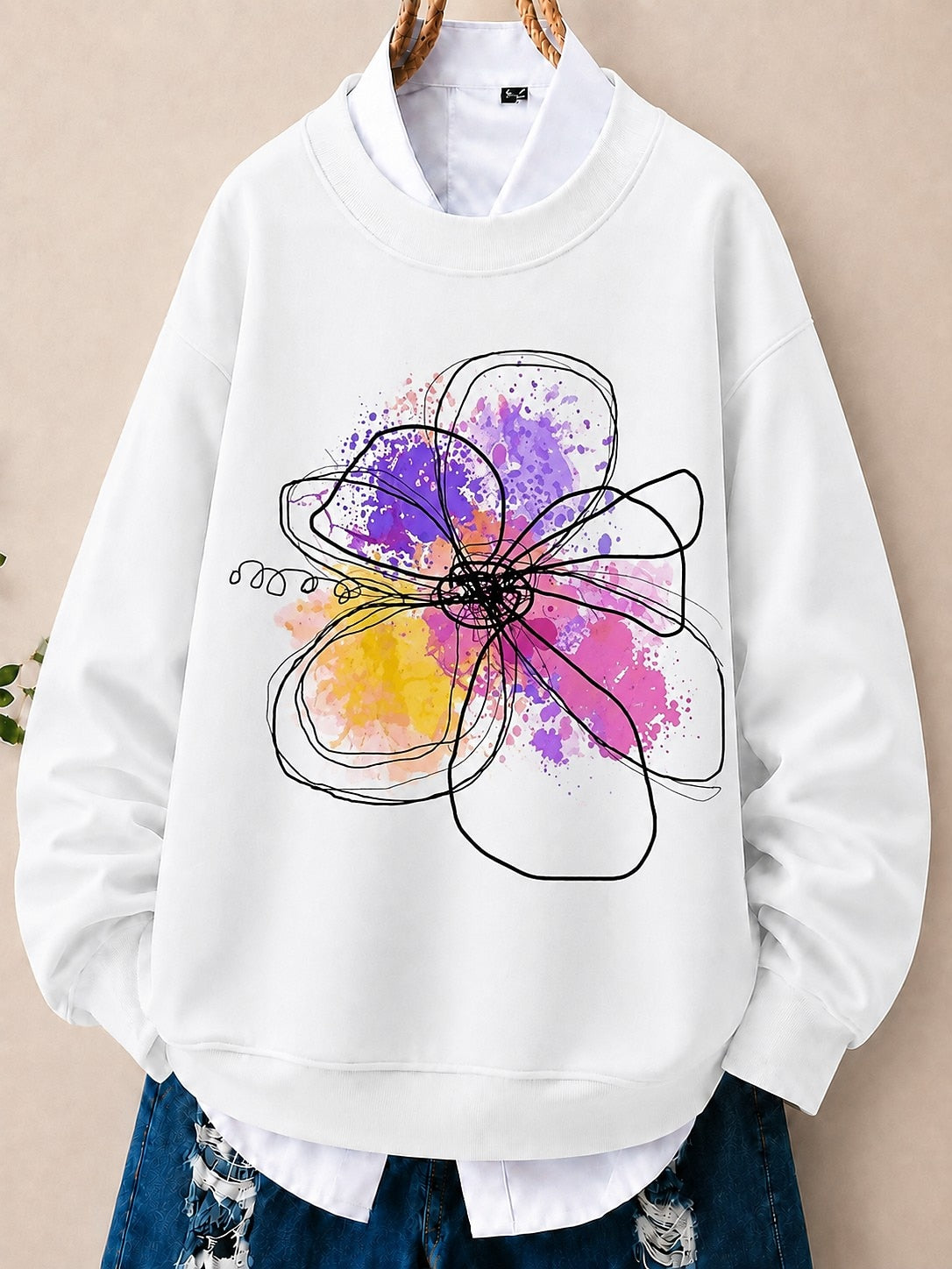 Abstract Watercolor Blossom women's sweatshirts - product image 3
