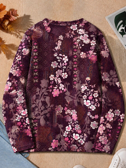 Delicate Floral Blossoms - Flora Cotton Long Sleeve Tee