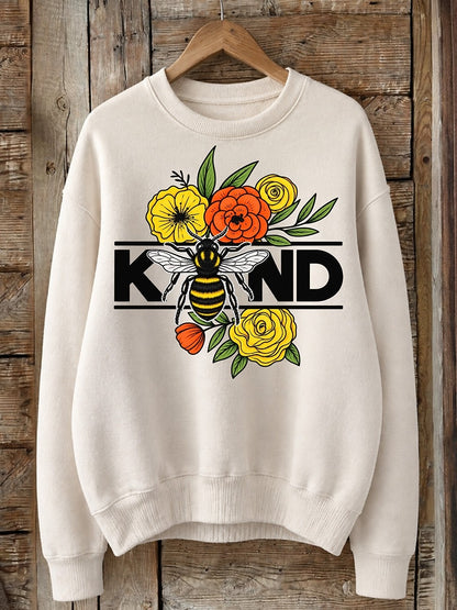 Bee Kind With Flowers - Life Stories Cotton Blend Sweatshirt